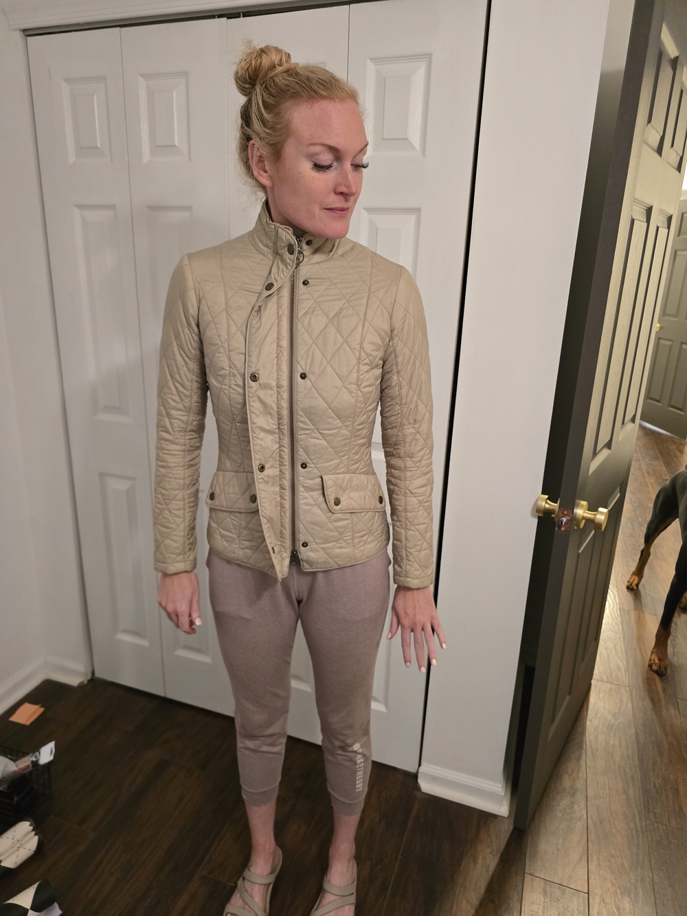 Barbour Beige Quilted Utility Jacket